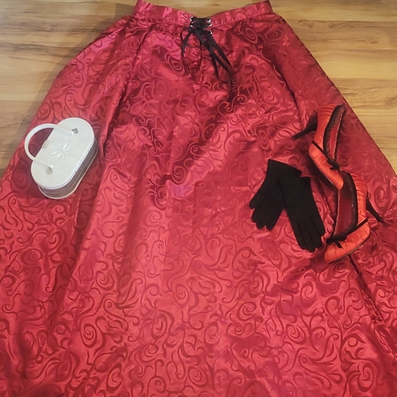 Vintage Homemade Red Skirt L - Picture 1 of 14